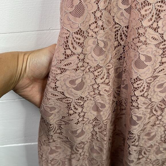 SPEECHLESS Blush Pink Lace Sleeveless Back Tie Knee Length Dress Pockets Size XL - Picture 8 of 11